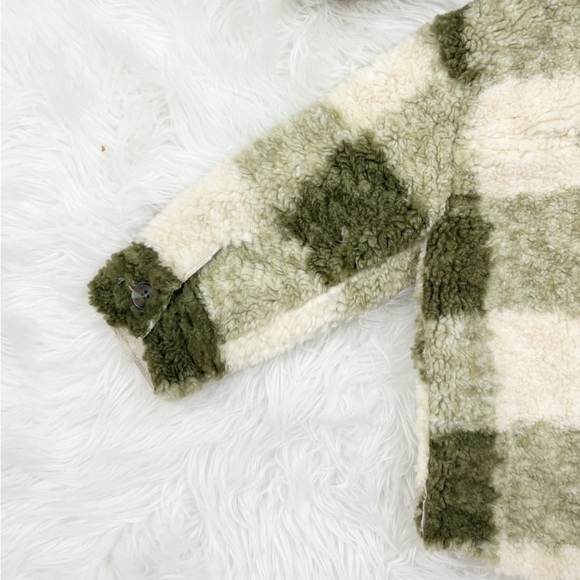 Zara Kids Toddler Fuzzy Sherpa Green Long Sleeves Button Down Jacket Size 2-3 - Picture 9 of 14